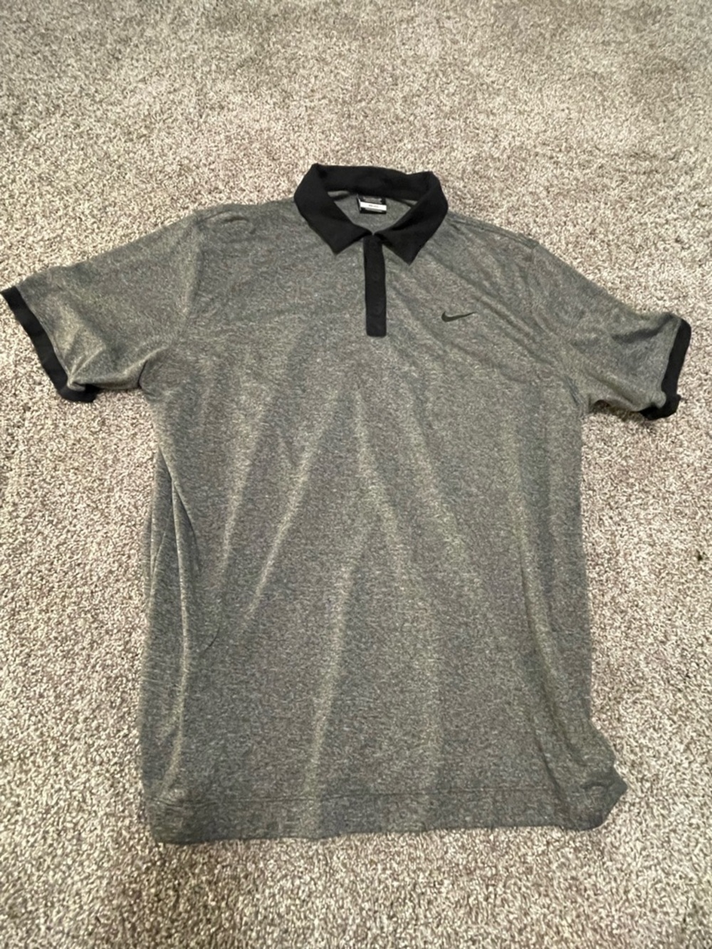 Nike Men’s Heather Gray Polo with Black Collar and Trim